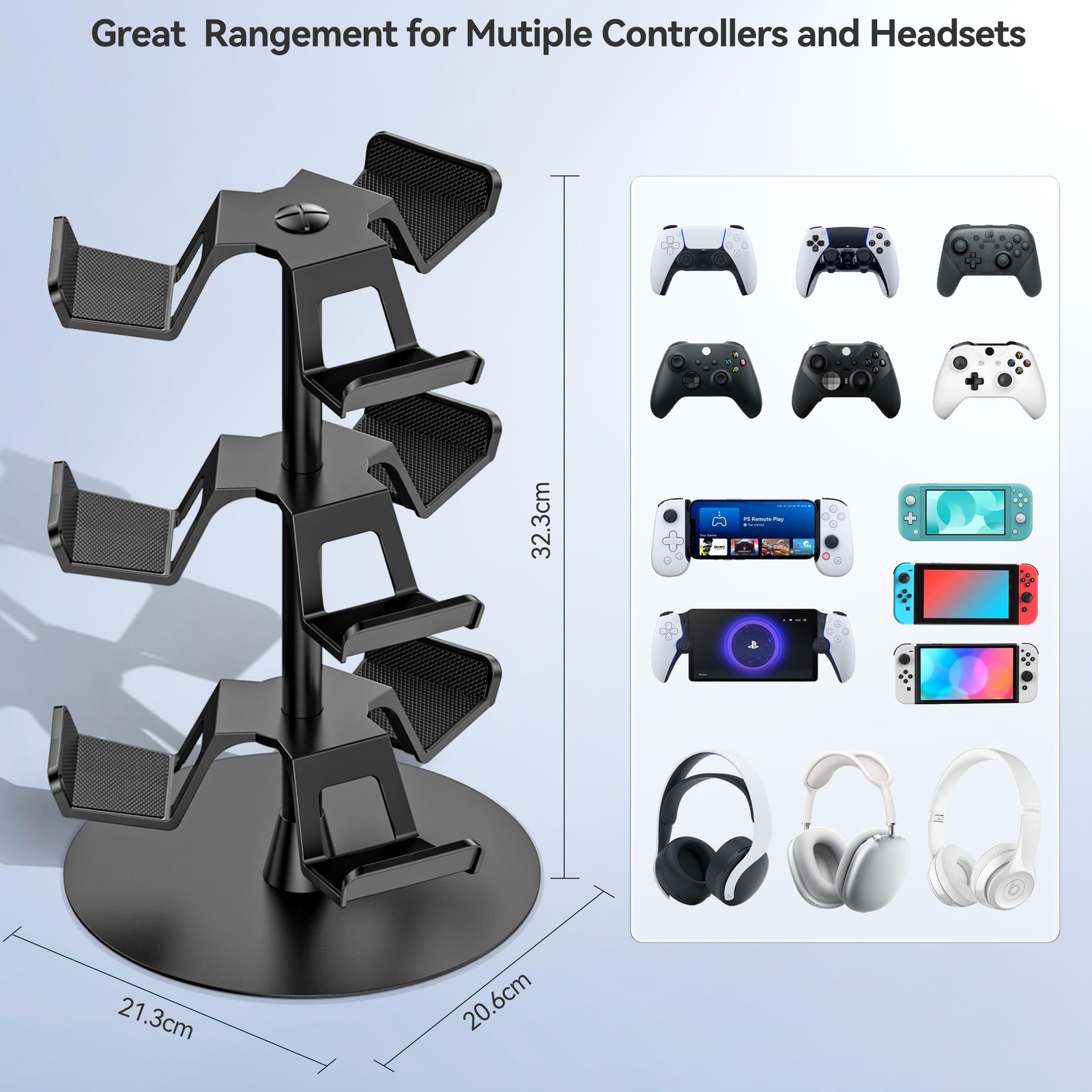 Kosker Headset Stand 3 Tiers for Desk, Rotatable Gaming Controller Stand for ...