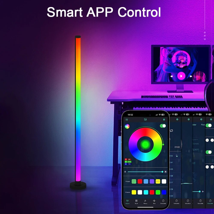 2× 47" Smart LED Floor Lamp RGB Remote & APP Control Music Sync Corner Lighting