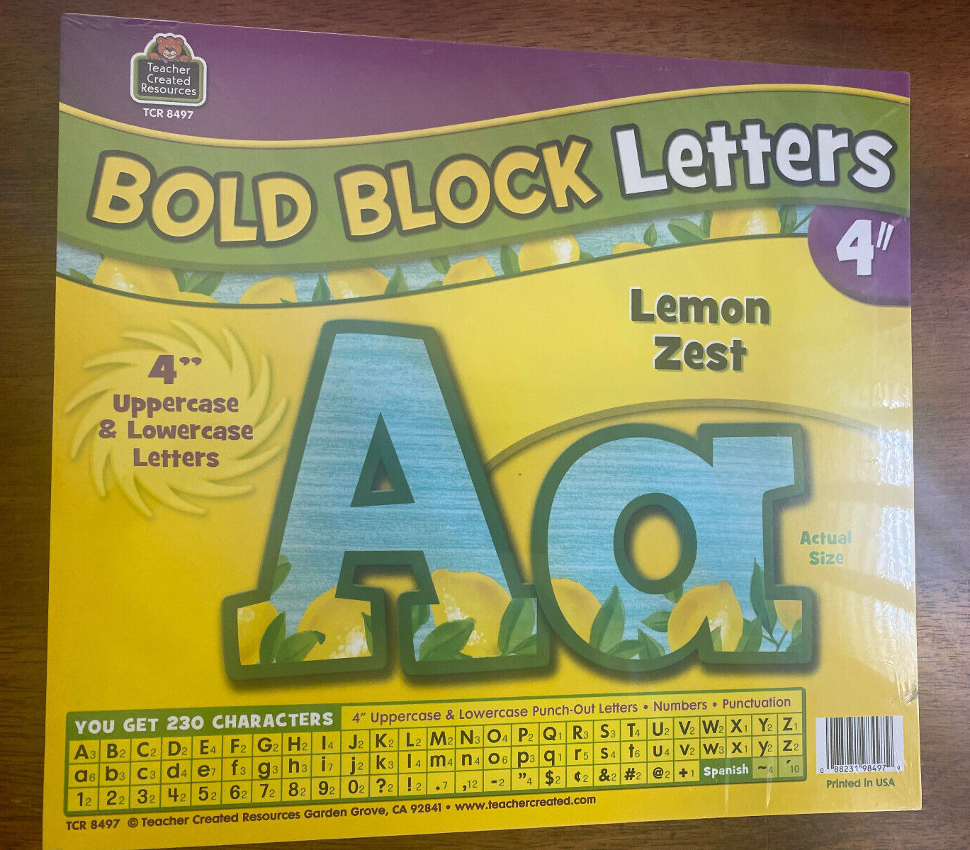 Teacher Created Resources ~ 4" Bold Block Letters ~ Lemon Zest ~ 230 Pieces  NEW
