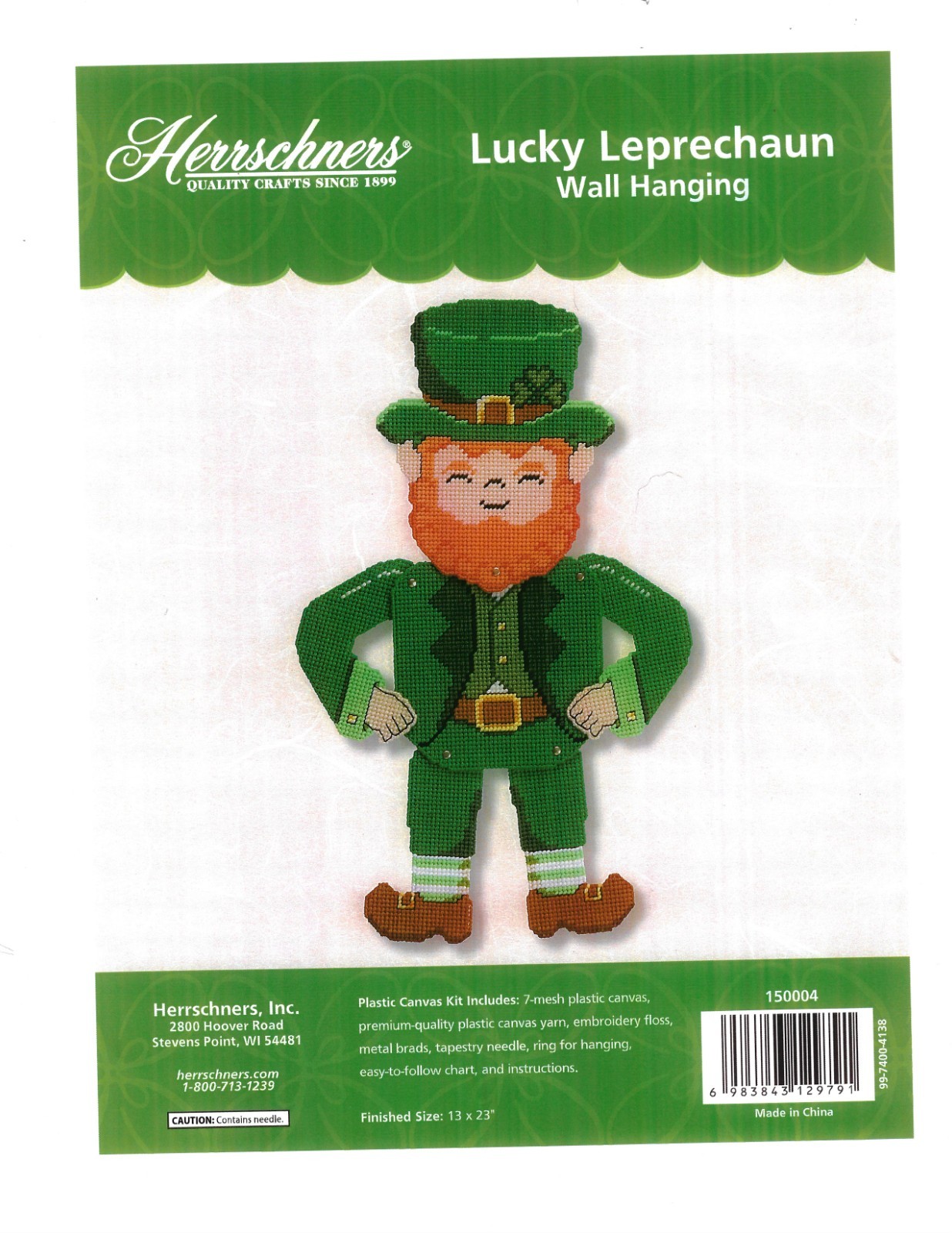 LUCKY LEPERCHAUN  WALL HANGING 7ct  plastic canvas PATTERN  (#TF0393)