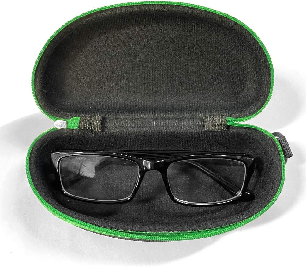 3 Pack Zipper Shell Eyeglasses and Sunglasses Case with Plastic Carabiner Hook