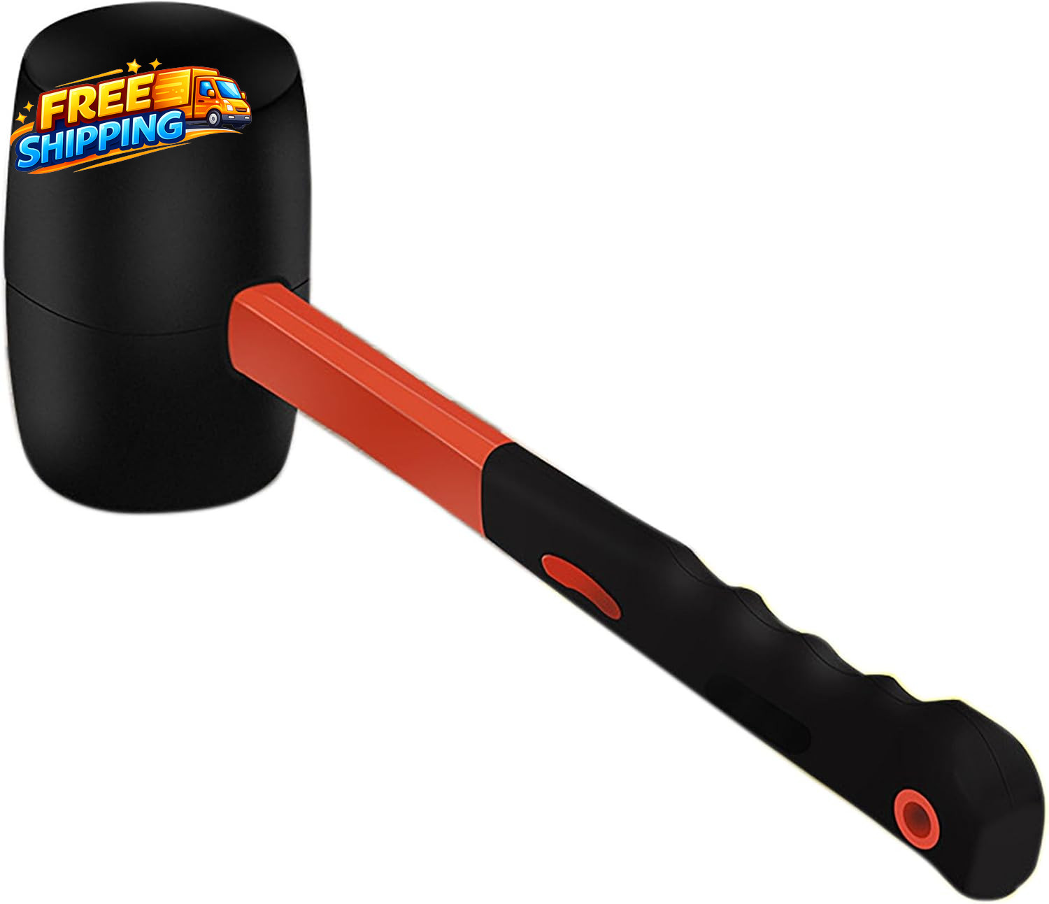 Rubber Hammer with Shock Absorbing Fibre Handle 12 Oz Mallet for Camping Floor.