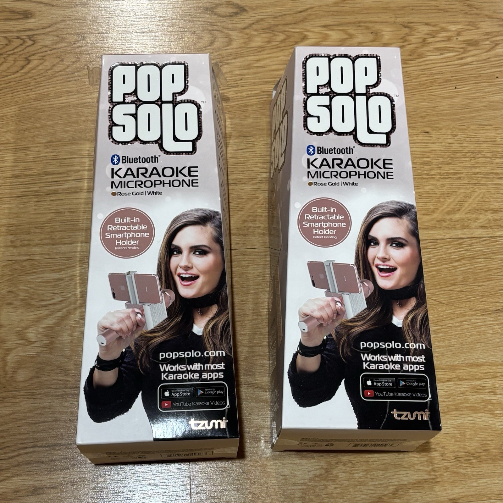 Pop Solo Wireless Karaoke Microphone Rose Gold (Two Mics)