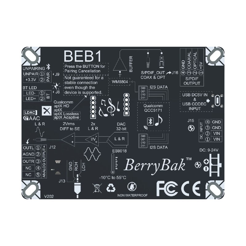 BEB1 HiFi 5.3 Bluetooth Receiver Board Lossless Coaxial USB Codec Audio Receiver