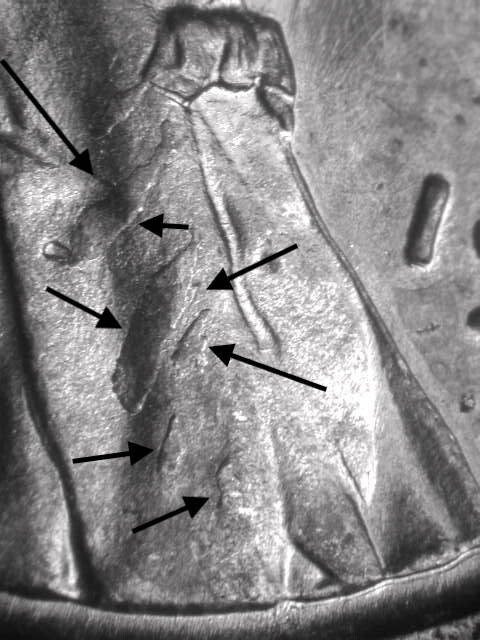 1943-D Nice Multible Die Breaks/Cuds on Obv.  BU/ Unc Lincoln Steel Wheat Cent#2