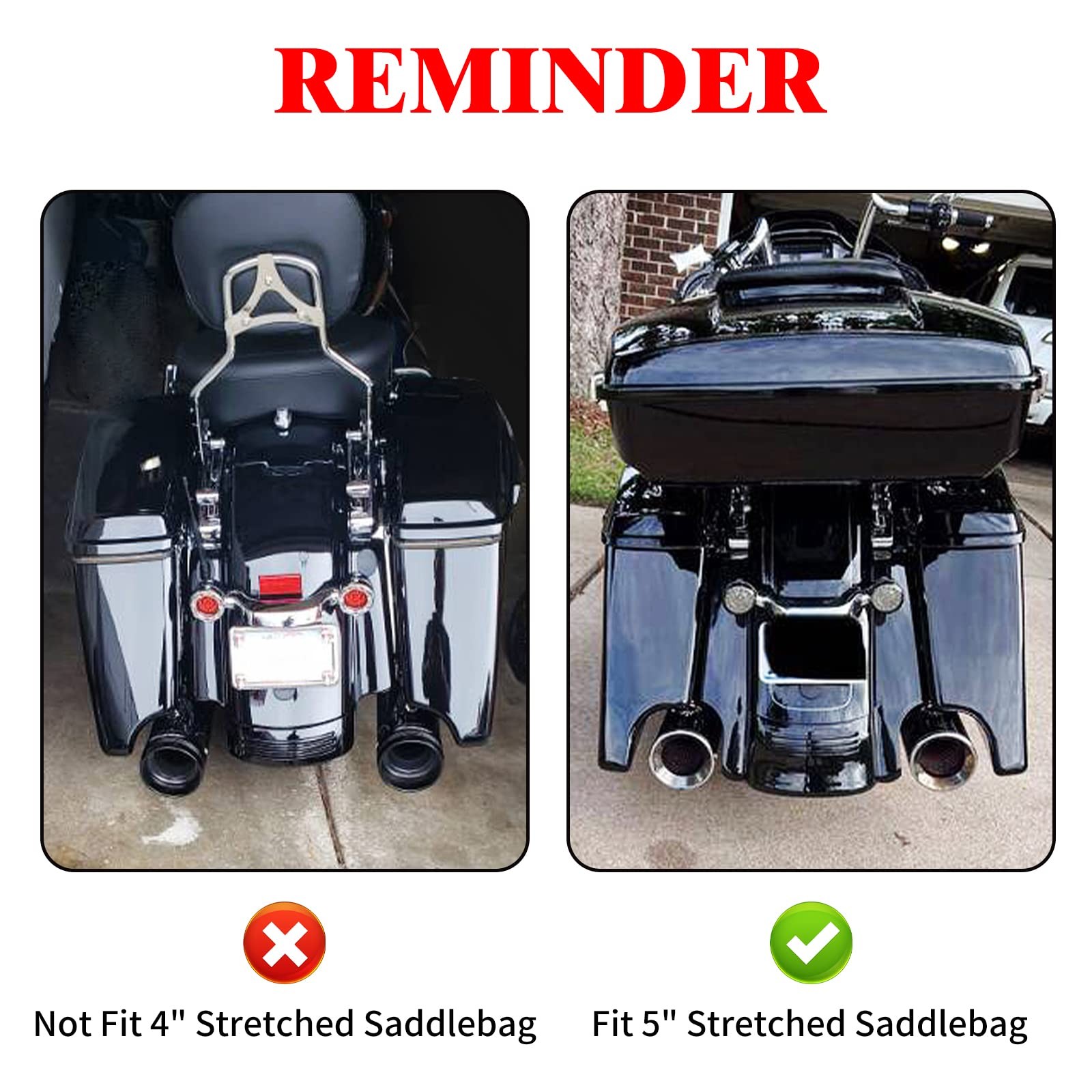 5'' Stretched Saddlebag Liners Inserts White Thread Compatible with Harley 20...