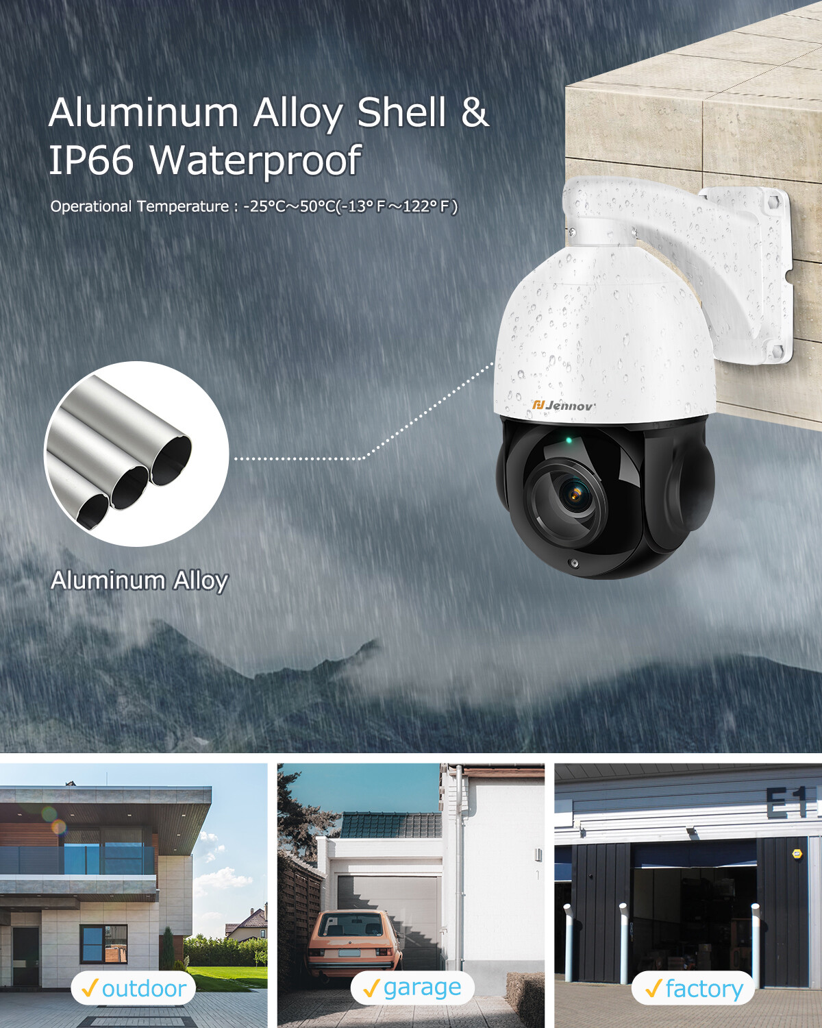 JENNOV Outdoor 4K 8MP Auto-Tracking PoE Security Camera 360° Coverage