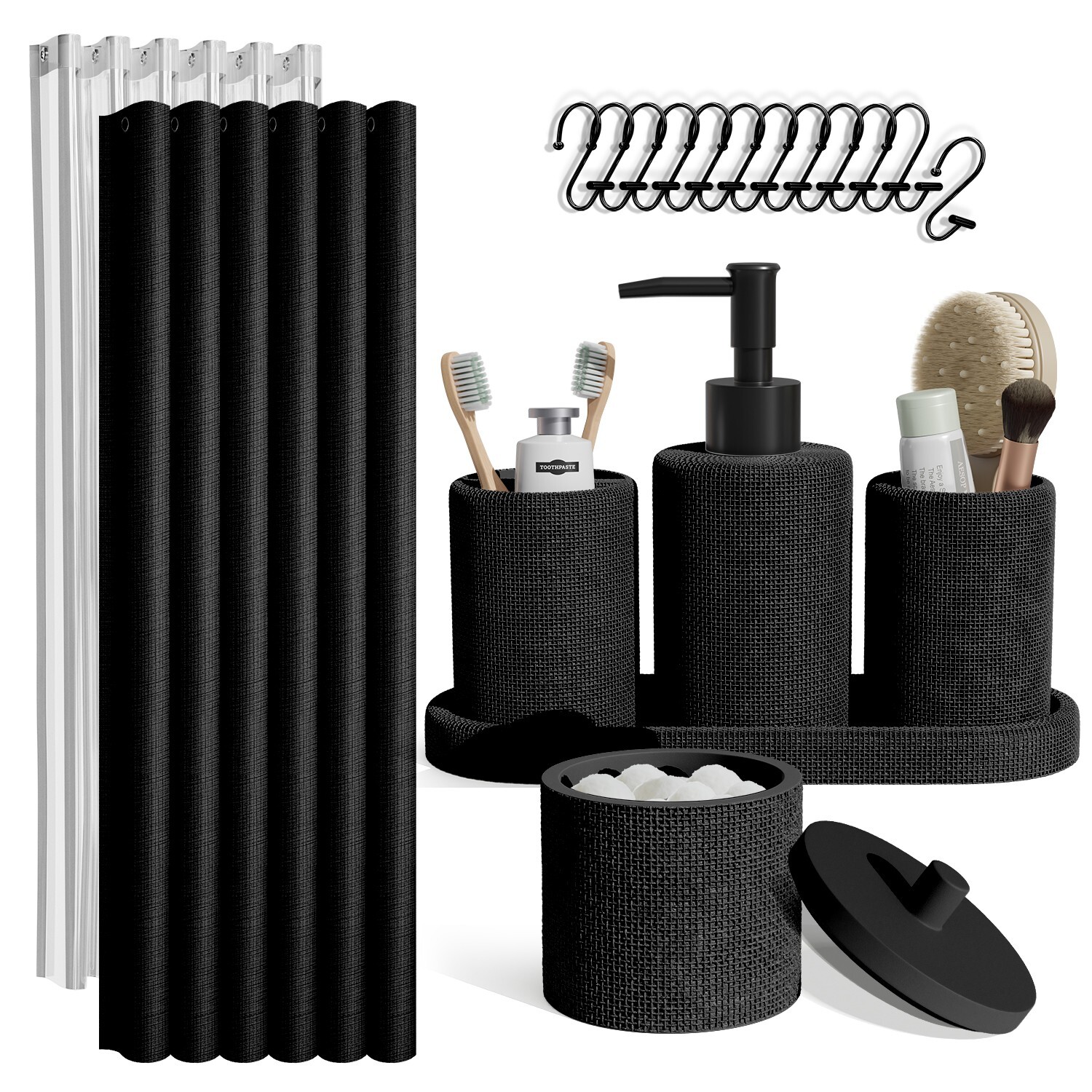 19 Piece Bathroom Accessory Set, Complete Bathroom Sets with Shower Curtain Set
