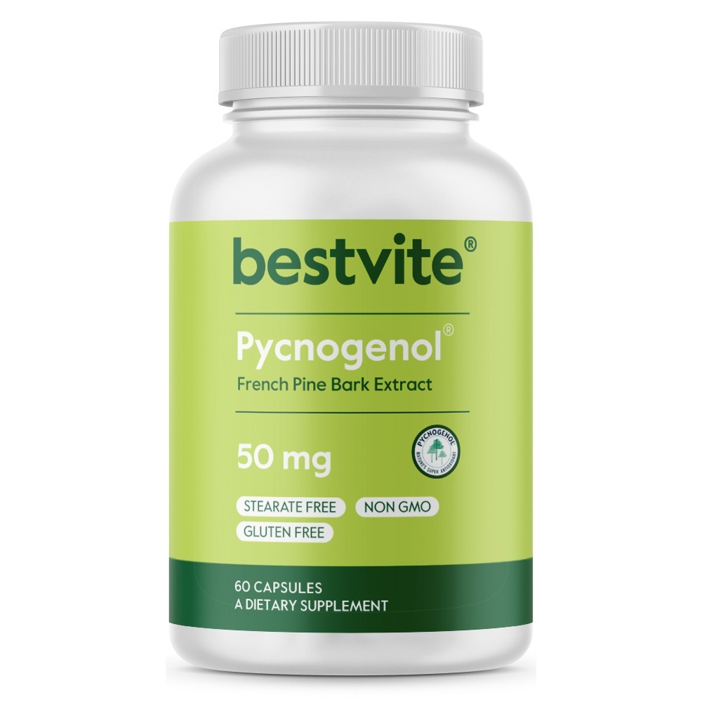 Pycnogenol 50mg (60 Capsules) -  French Maritime Pine Bark Extract- Gluten Free