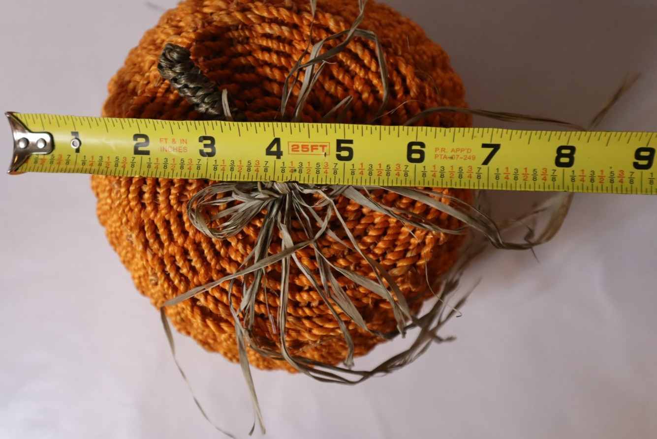 Woven Pumpkin Basket with Lid Fall Thanksgiving Decor Orange