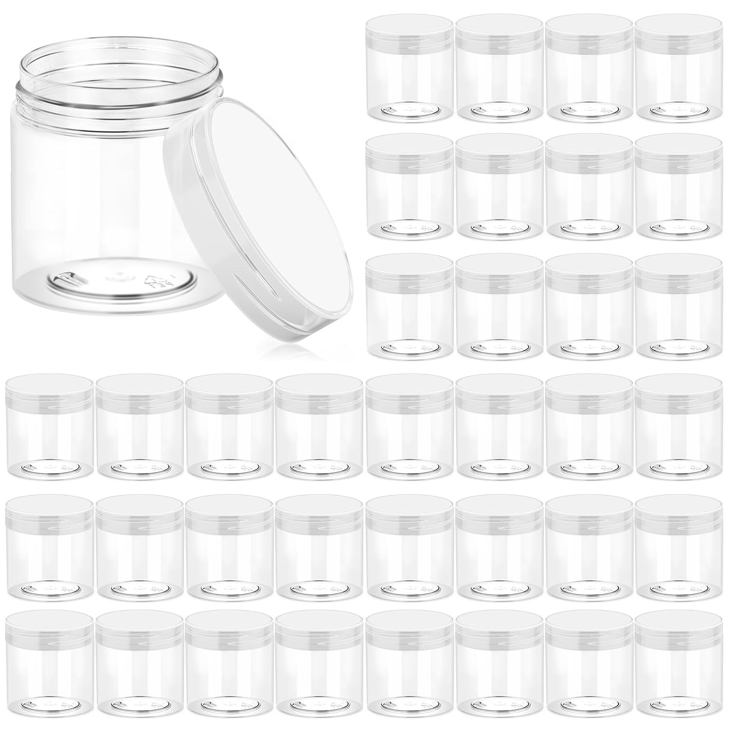 36 Pack 4 OZ Plastic Jars round Clear Cosmetic Container Jars with Clear Lids, P