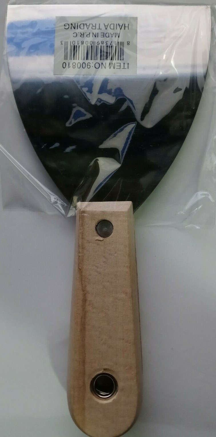 4" WOODEN HANDLE STAINLESS DRYWALL TAPING KNIFE