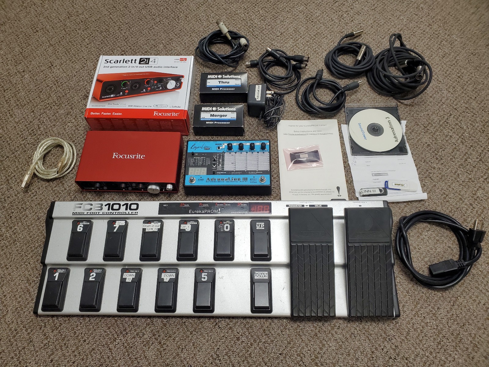 UPGRADED  Roger Linn AdrenaLinn III Midi Pedal Eurkaprom PC Software Focusrite +