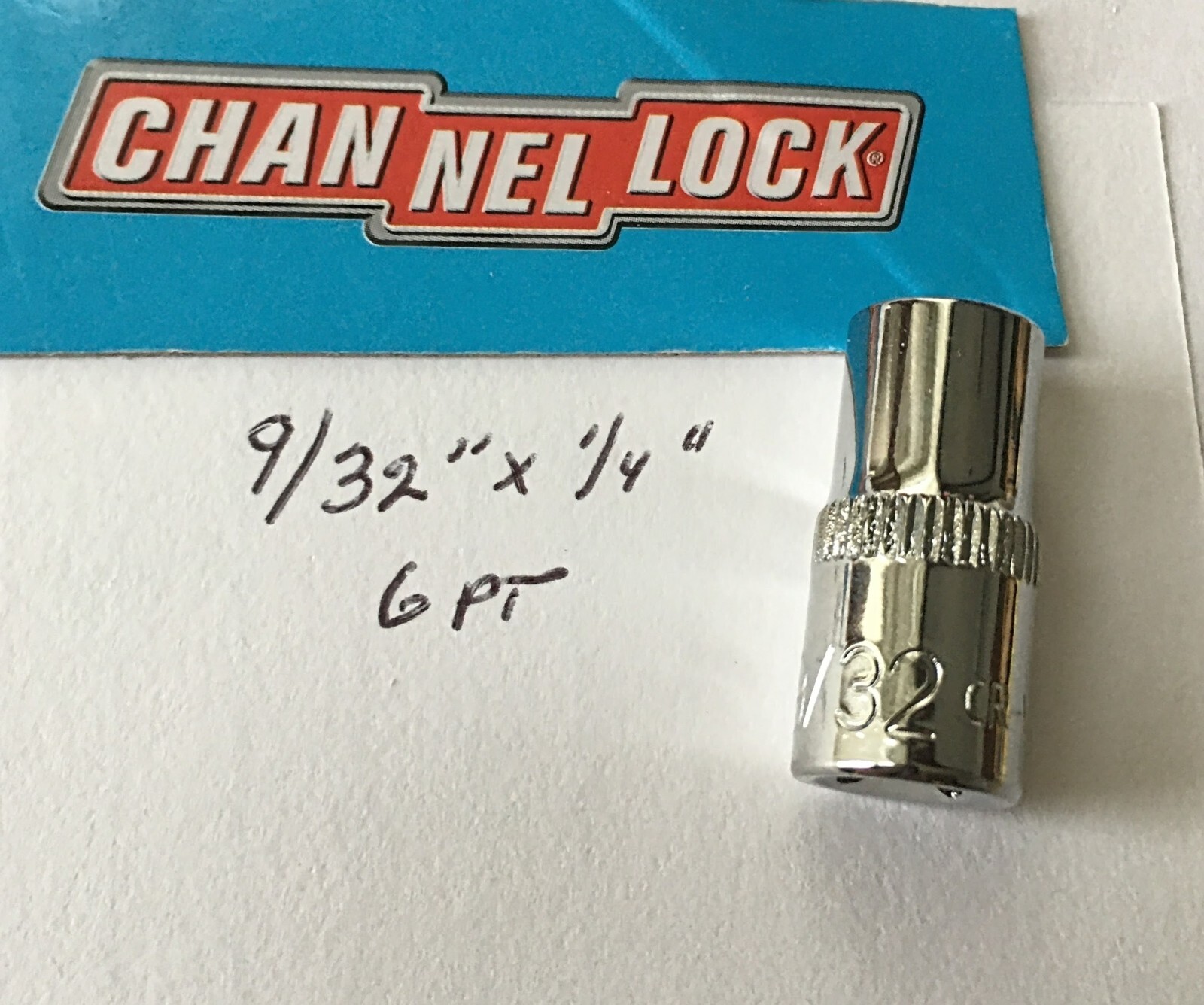 CHANNELLOCK  9/32" x 1/4" DR  STANDARD  SOCKET  6 Point Free USA Shipping