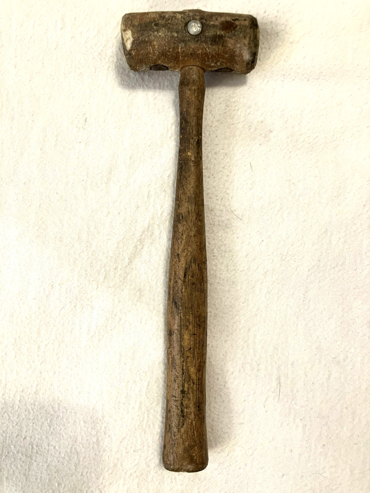 Vintage Leather Rawhide Mallet WIth Wooden Handle 10.5"