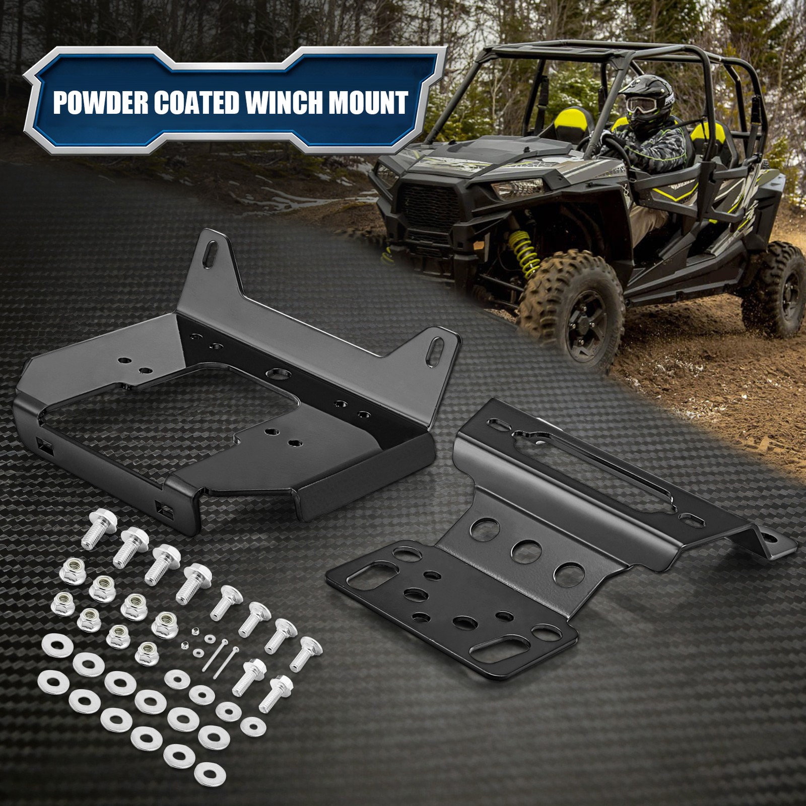 Gloss Black Powder Coated Winch Mount For Polaris General 1000/XP 1000 2016-2026