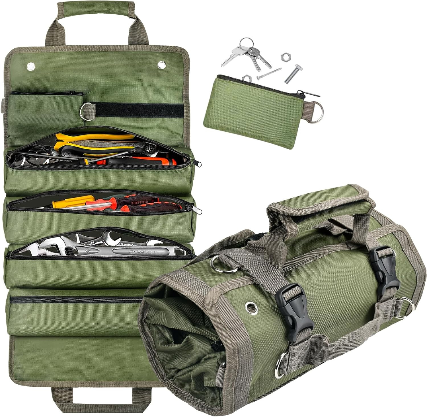 Tool Bag Organizer Roll Up: Gifts for Men Fathers Day Dad Gifts for Him Boyfrien