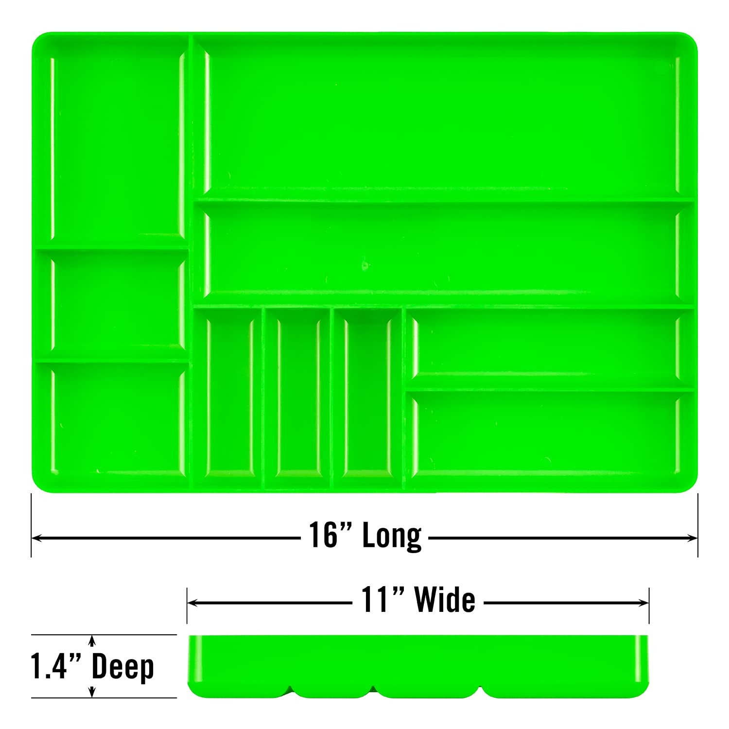 ERNST Tool Organizer Tray, Green, 10-Compartments, Storage, Garage, Workshop,...