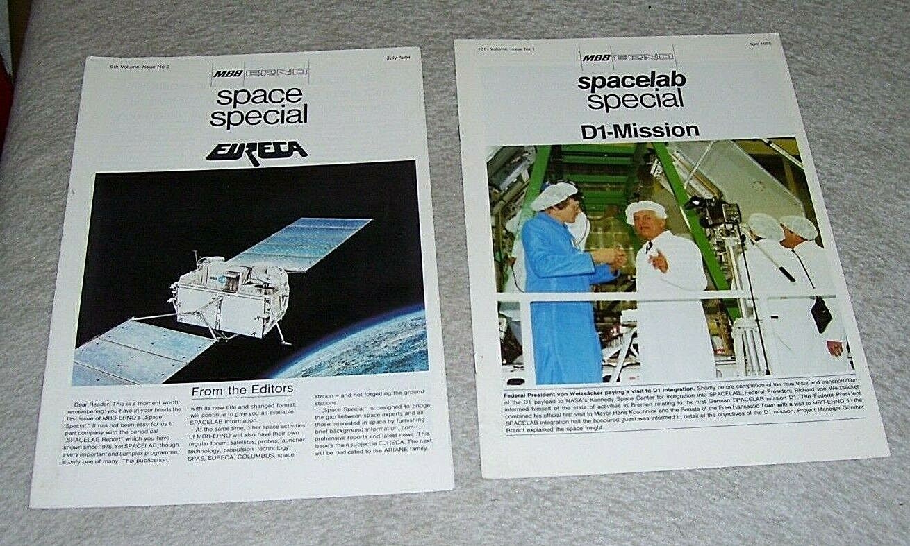 MBB ERNO SPACE & SPACELAB SPECIALS EURECA D1-MISSION 1984/1985 In English