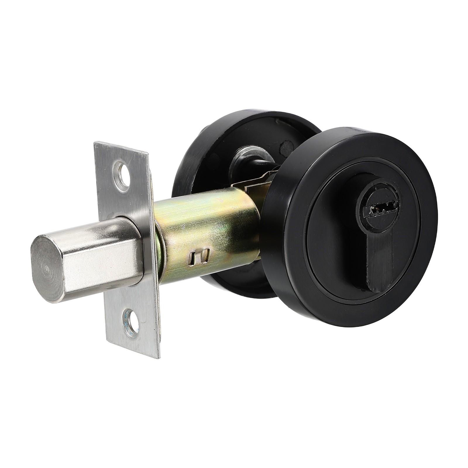 Round Single Cylinder Deadbolt Door Lock Stainless Steel Lock Black