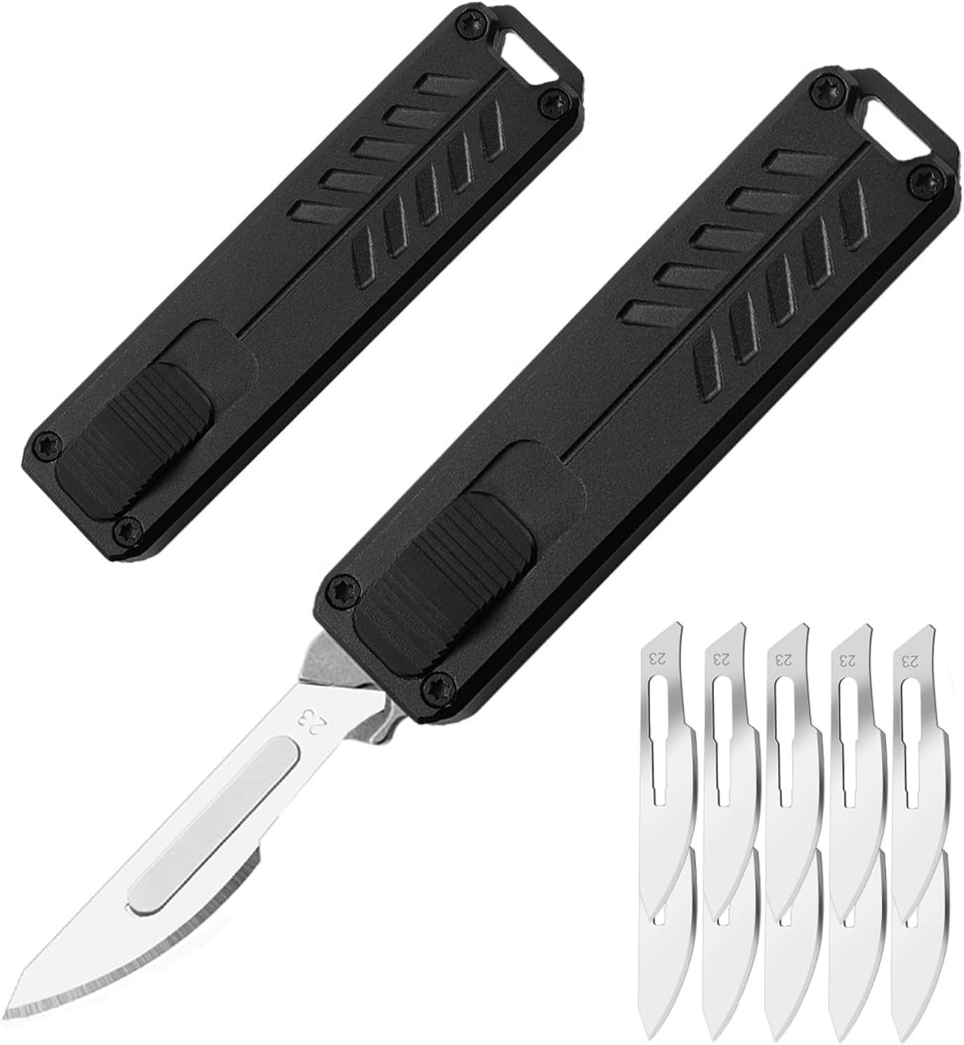 Mini Retractable Utility Knife | Safety Black Automatic Box Cutter, Scalpel