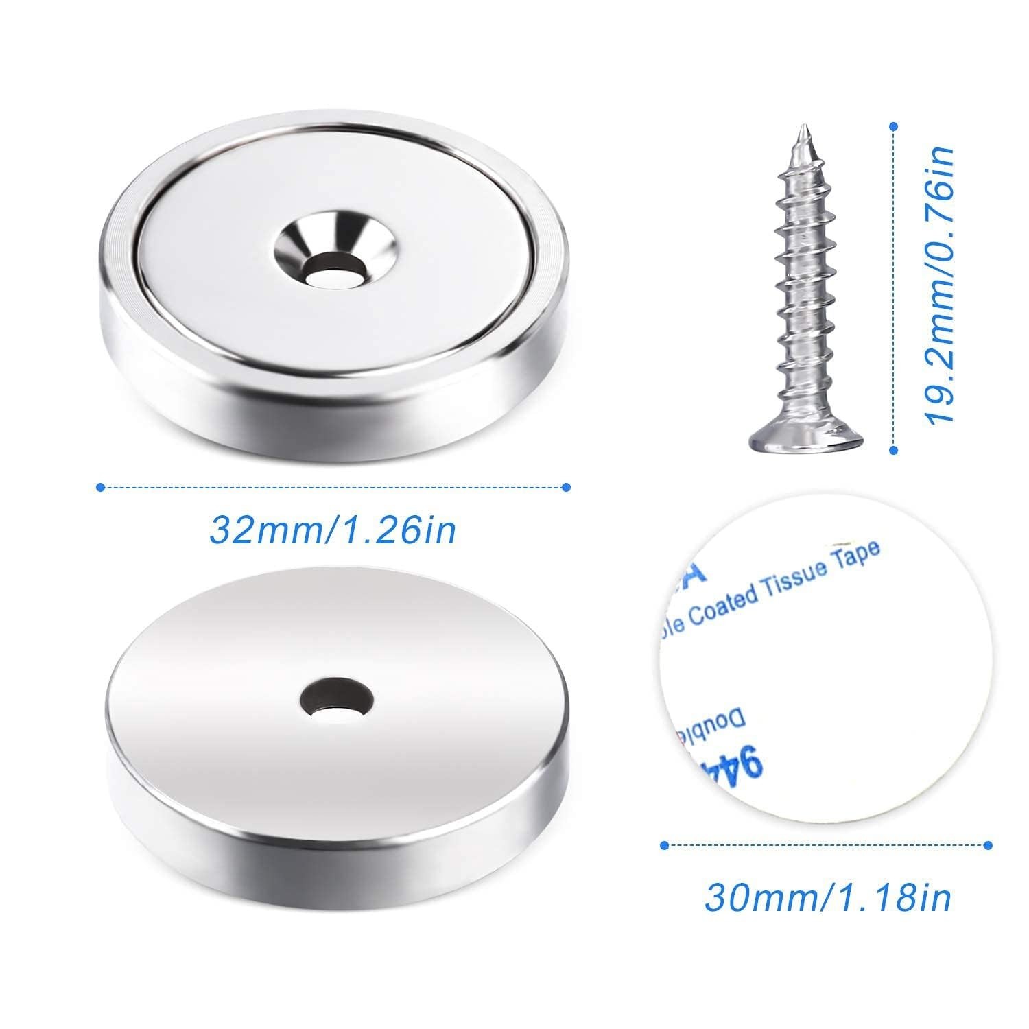Neodymium Cup Magnets, 110lb+ Strong, Heavy Duty, Rare Earth, Round Base, Pac...