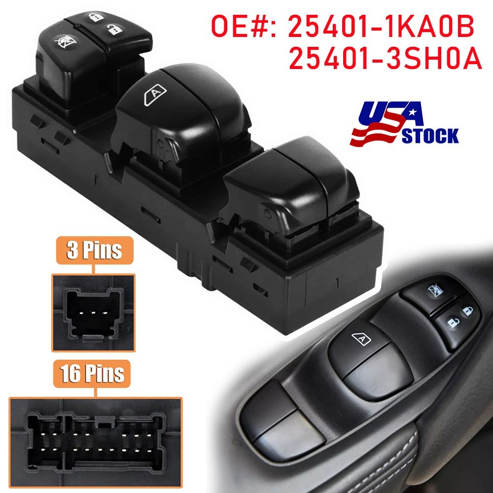 25401-1KA0B For Nissan Juke 2010-2017 Left Side Window Main Control Switch✅