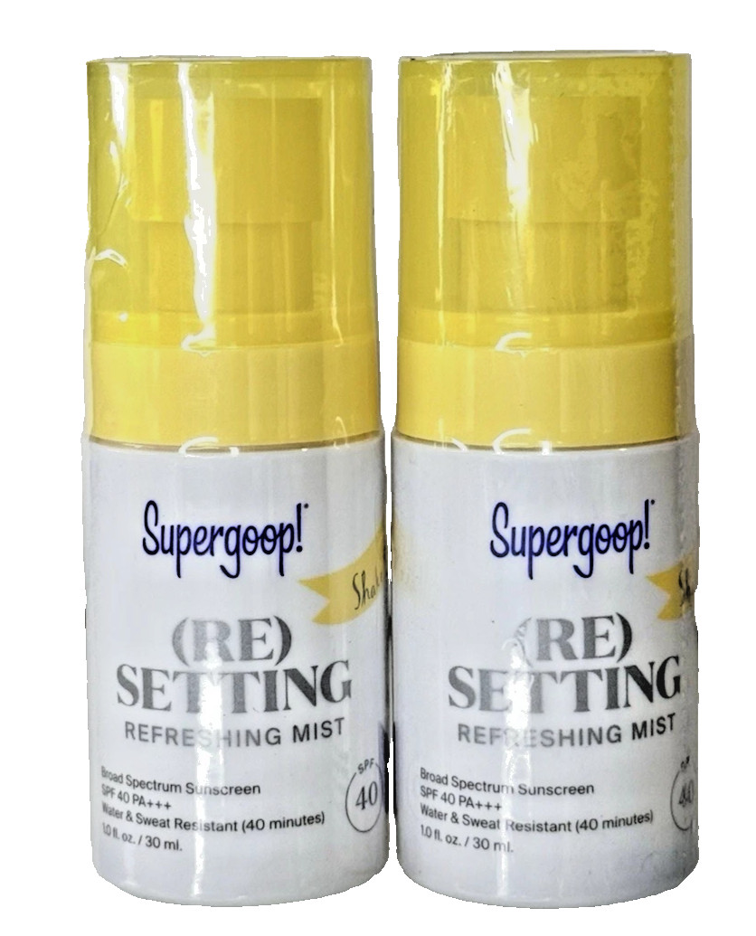Supergoop! Resetting SPF 40 Mist 1 oz – Refreshing Glow Protection (Pack of 2)