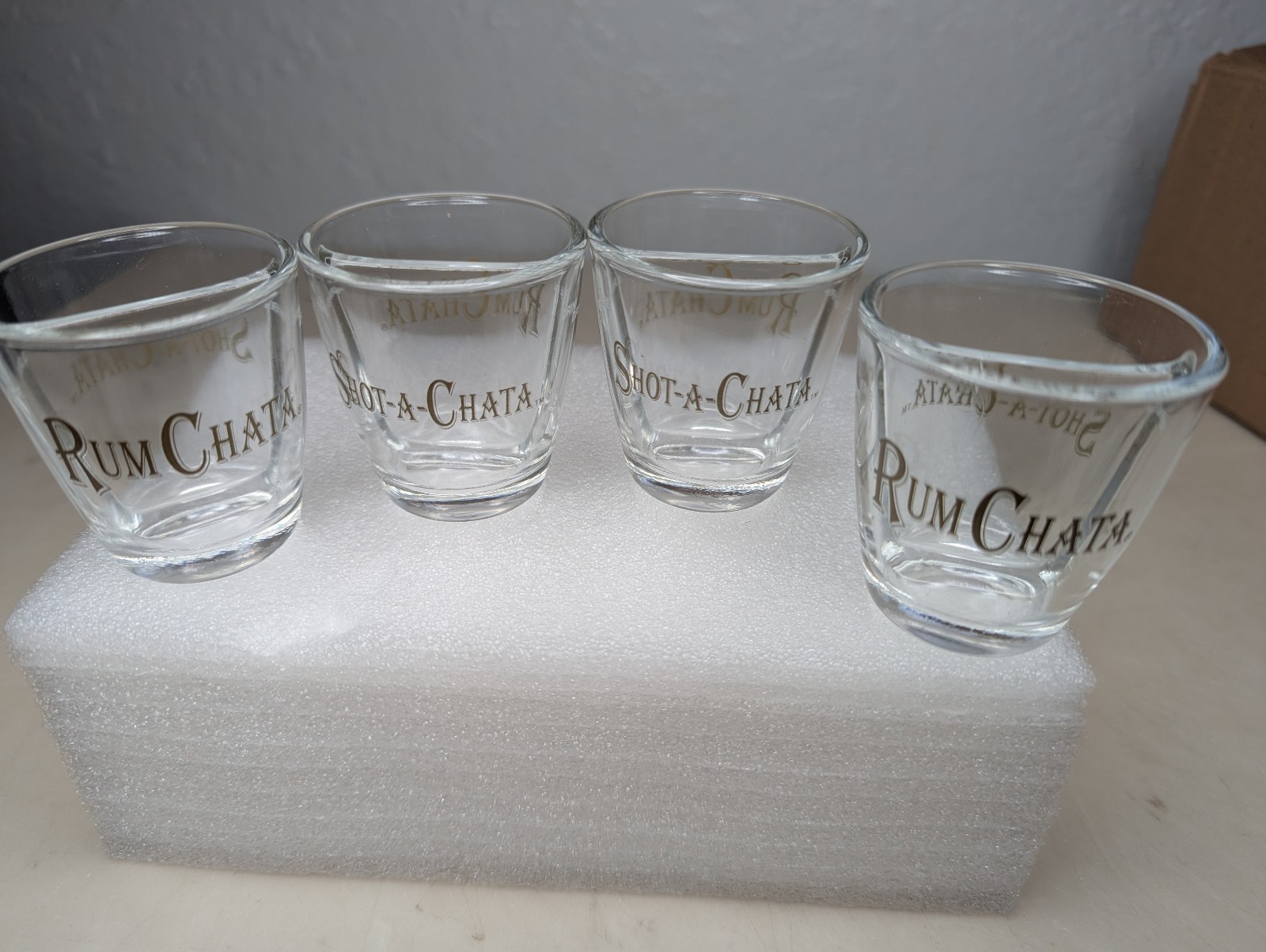 Set of 4 Rum Chata Shot-A-Chata Divided Shot Bar Drink Glasses