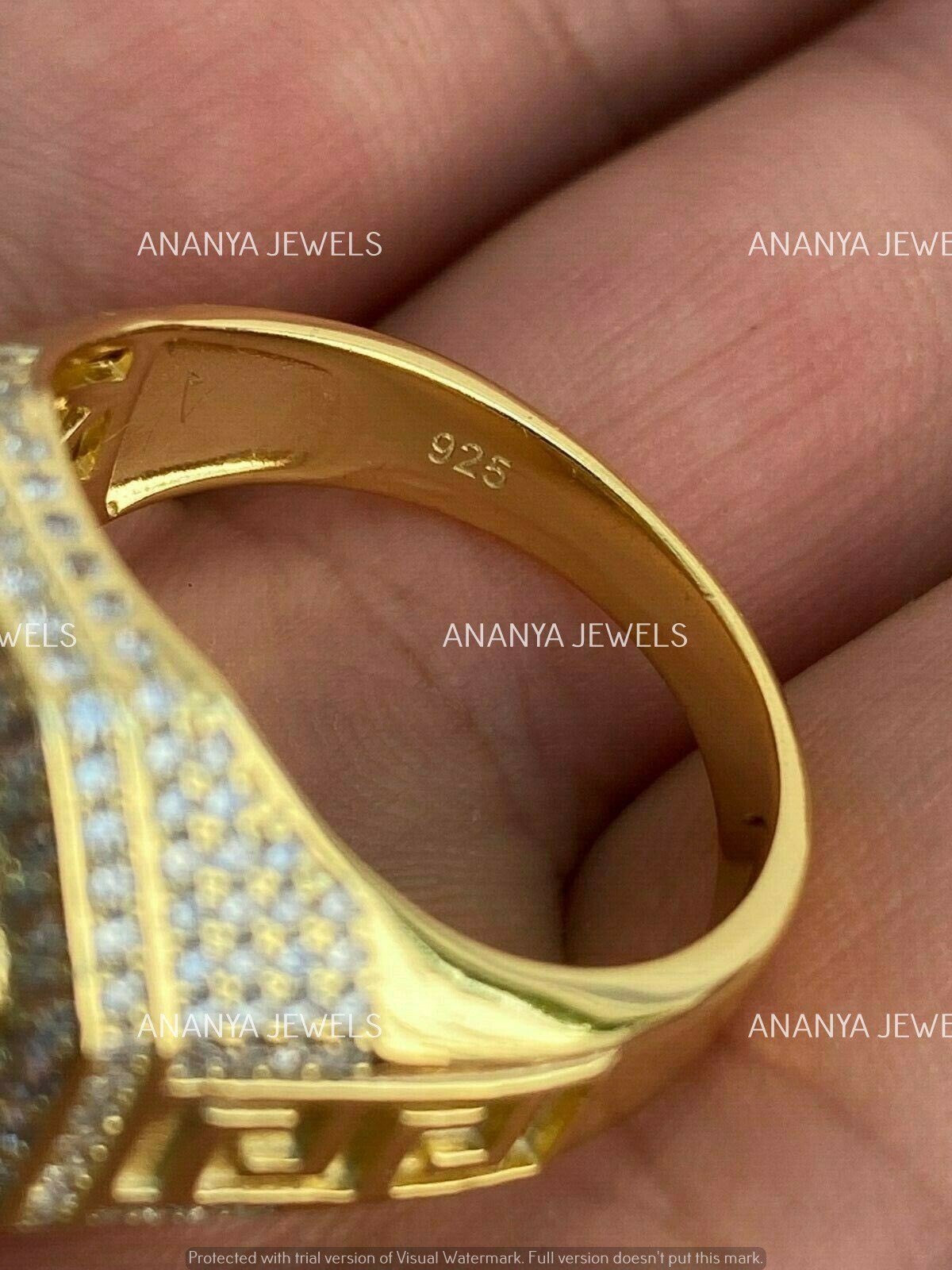 2.50ct Round Cut Moissanite Wedding Engagement Pinky Ring 14K Yellow Gold Plated