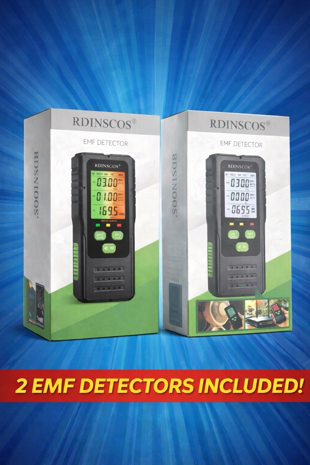 RDINSCOS RD630C EMF Meter Single Axis Electromagnetic Field Detector 2-Pack