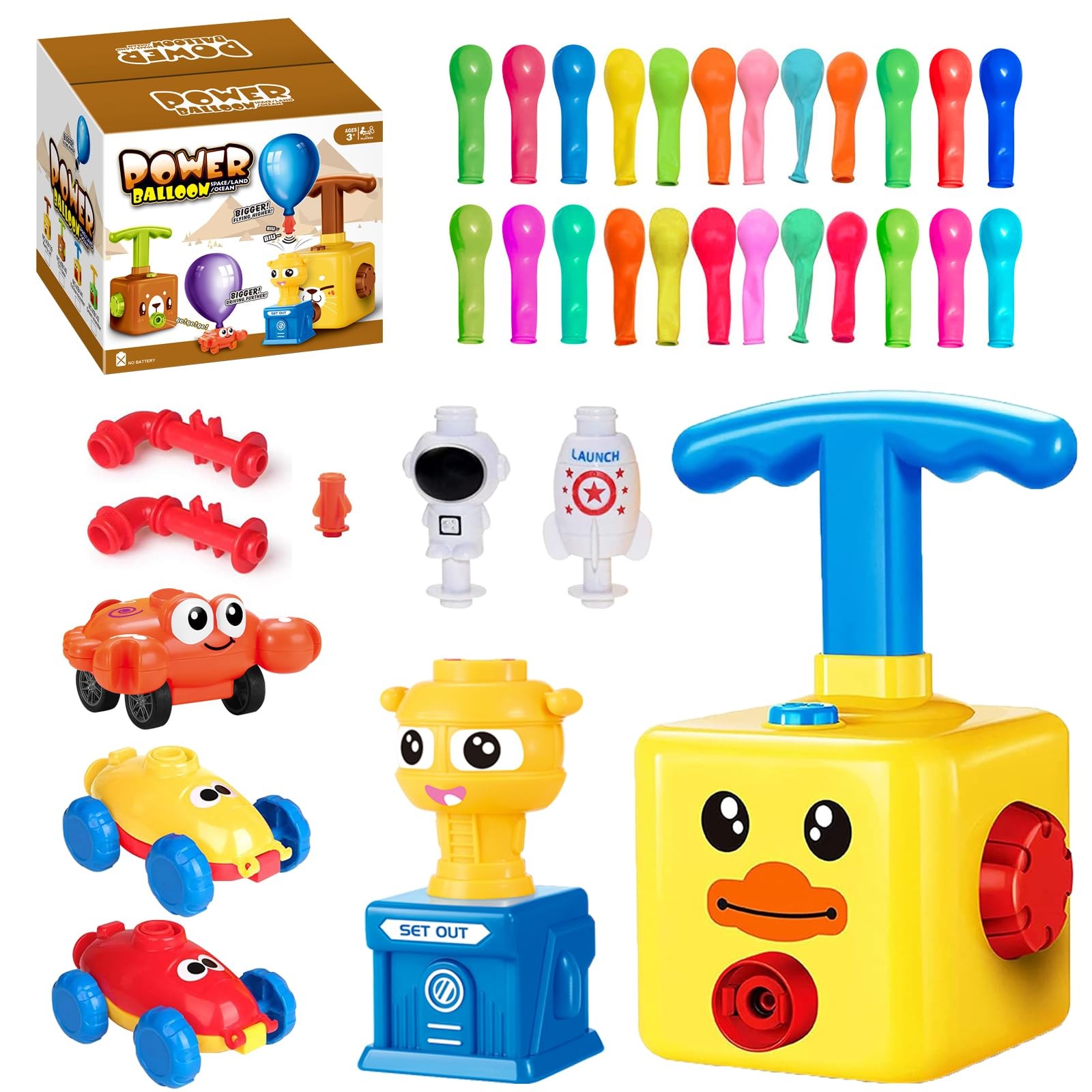 Balloon Launcher Toy Set, Balloon Powered Cars, Creative Inflatable Pump Raci...