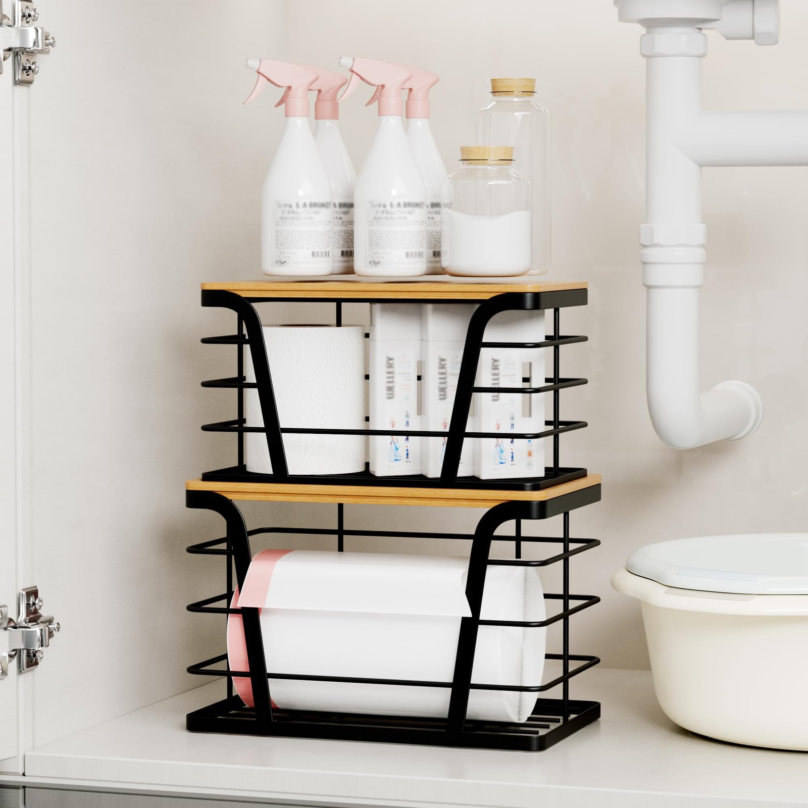 TIDIIABODE 2 Pack Stackable Storage 2-Pack-Large&Small, 2-Pack-L&S-Black