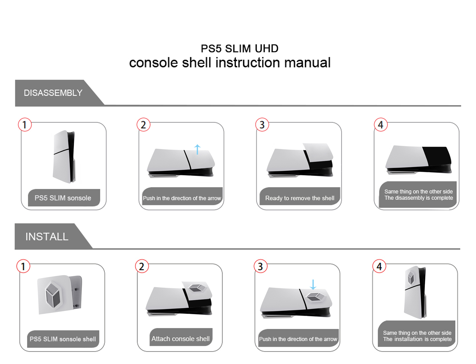 Protective Case Upper Cover Shell for PS5 Slim Disc Version Console Replacement