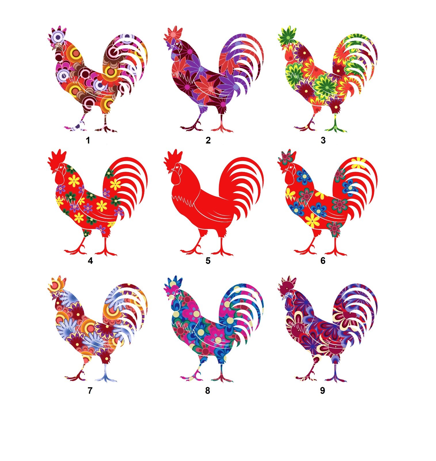 Personalized Address Labels Abstract Chicken Roosters (FA 18)