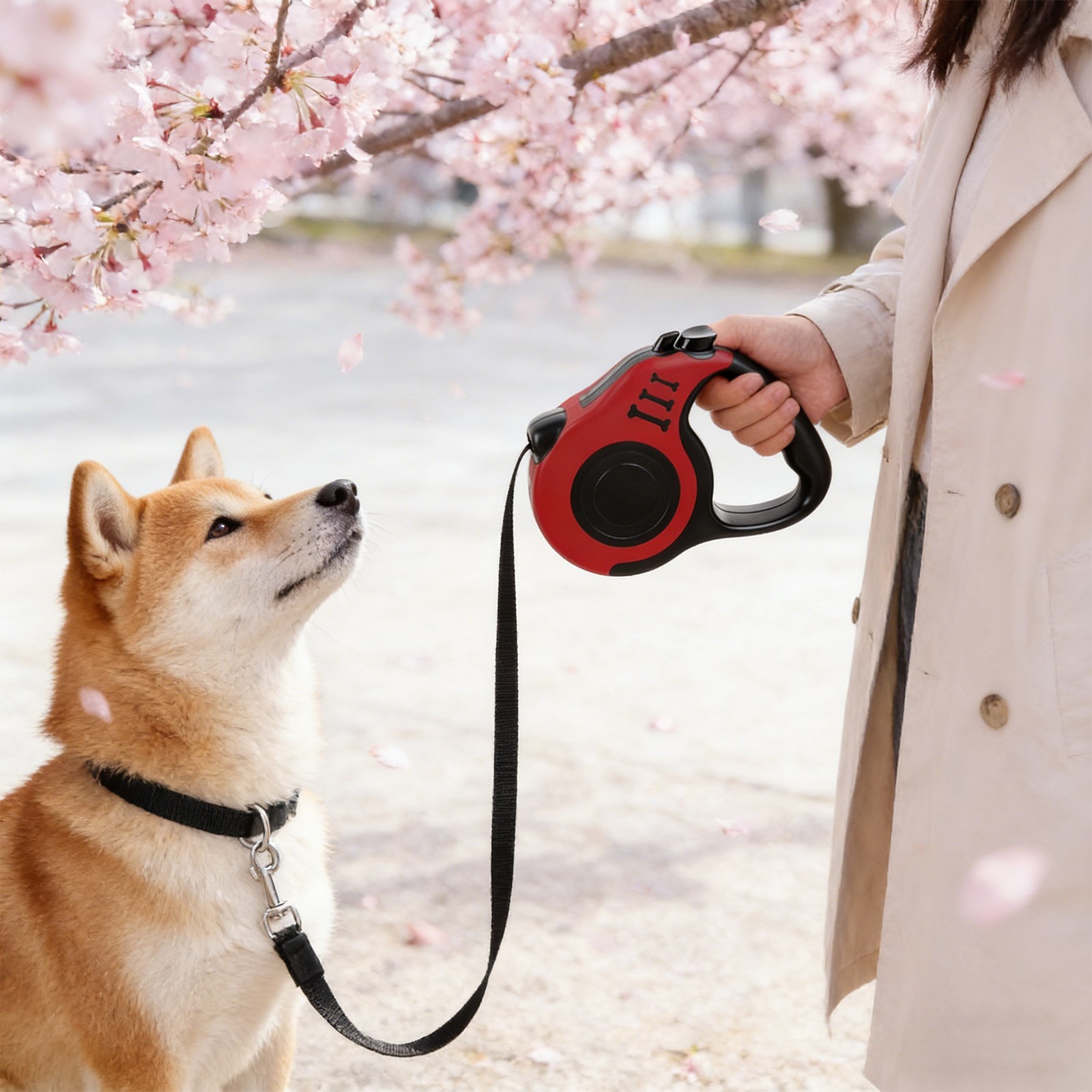 Retractable Dog Leash Auto Lock Anti Pull for Small Medium Dogs Red