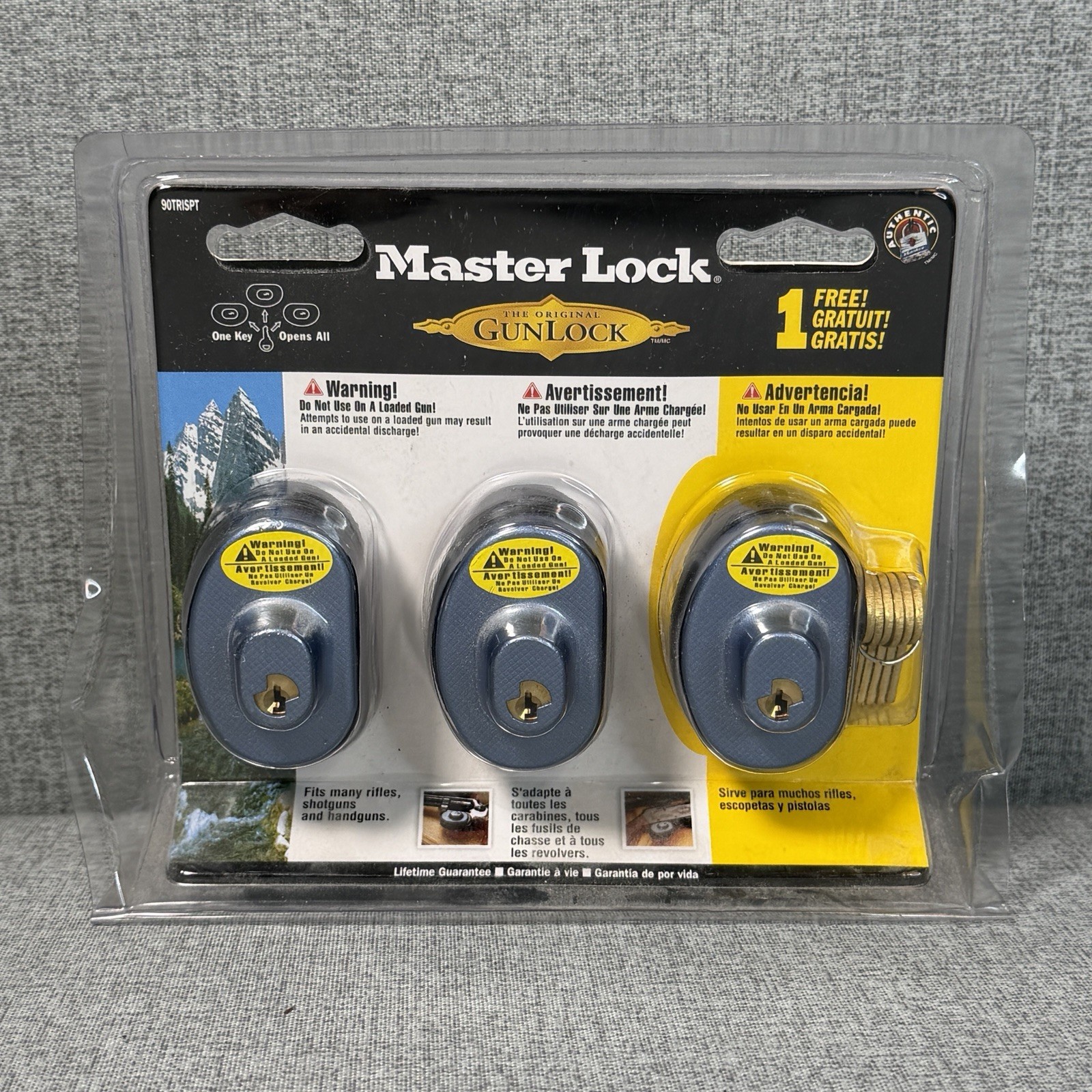 New Master Lock Model 90TRISPT 2.5” 64mm 3 Gun Locks & 6 Keys - Keys Open All 3