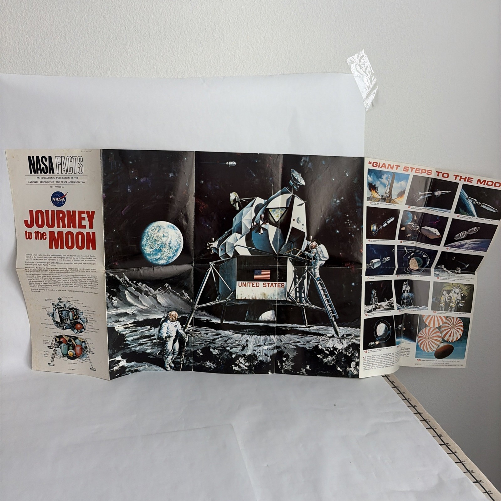 NASA Facts Poster Journey to the Moon NF-40 / 11-67 + Project Apollo, Satellites