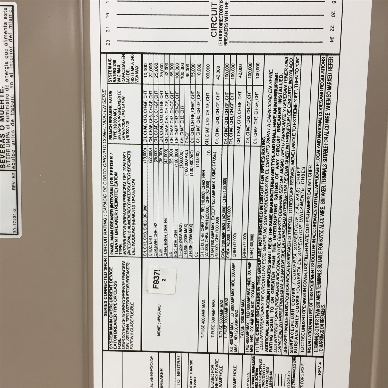Eaton CH8NLEF Flush Surface Cover