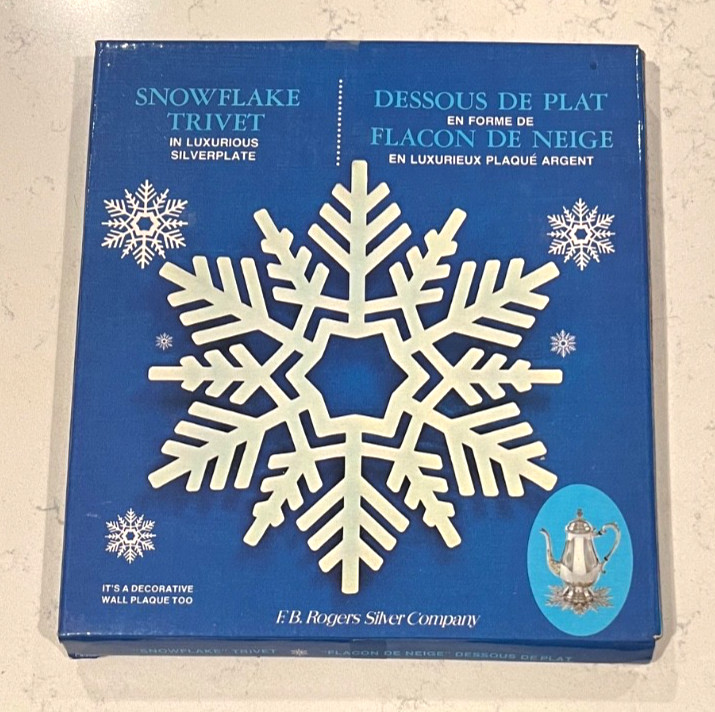 Vintage E.P. Zinc Silver Plated E.B.  Rogers Silver Company 9" Snowflake Trivet