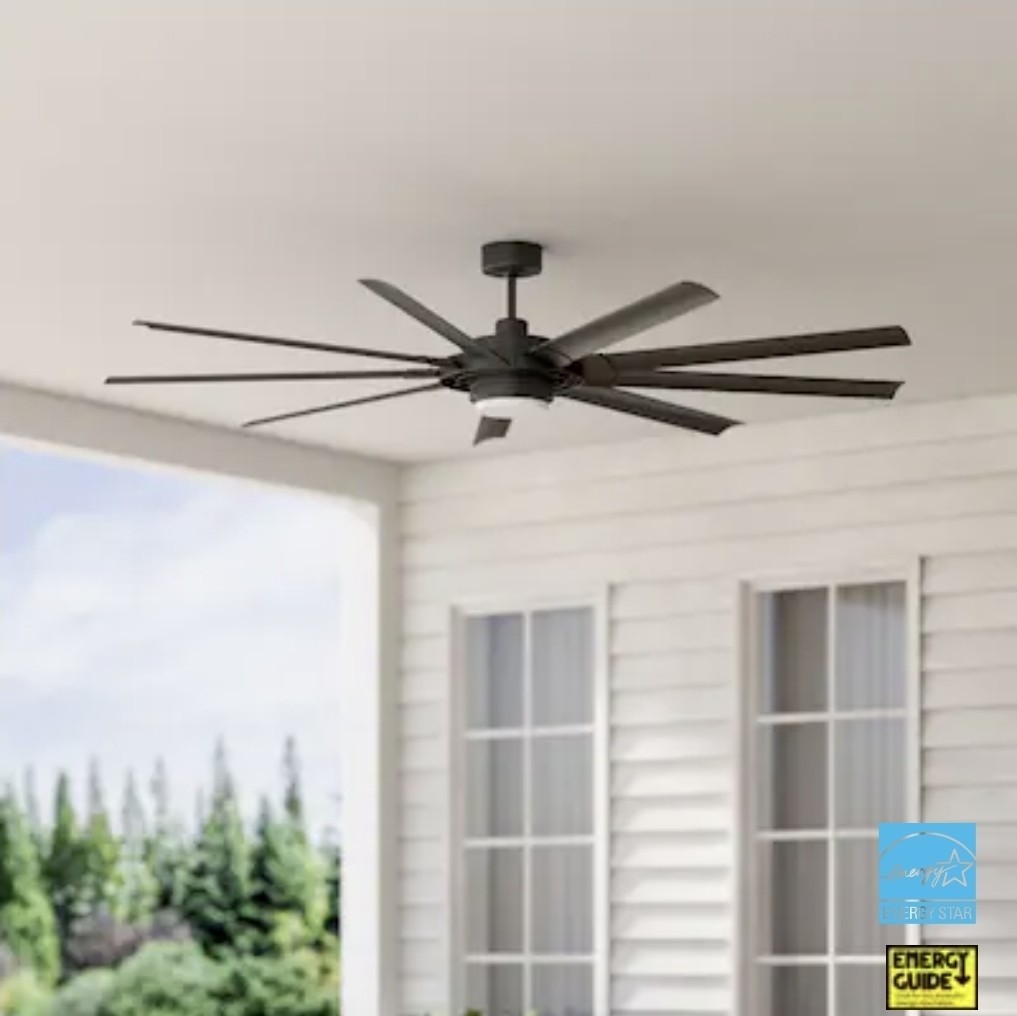 Fanimation Slinger v2 72-in Ceiling Fan with LED Light and Remote Control -Black