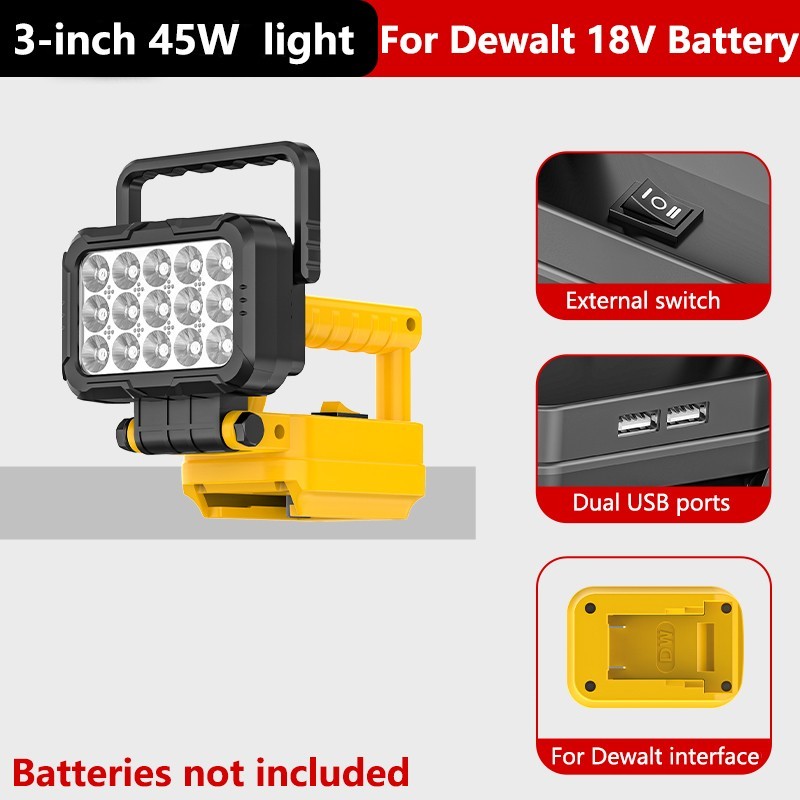 LED Work Light for Dewalt 20V Battery, 120W Flashlight with USB Charging Port