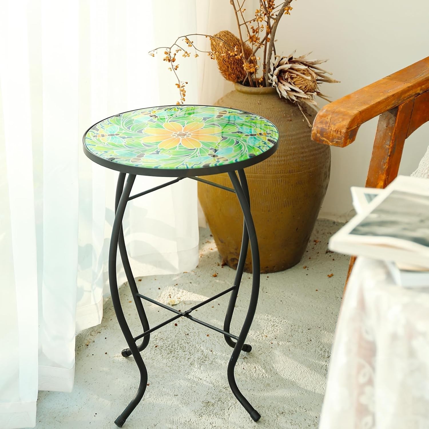 Versatile 14-Inch Round Table for Plants, Drinks, or Indoor Decoration