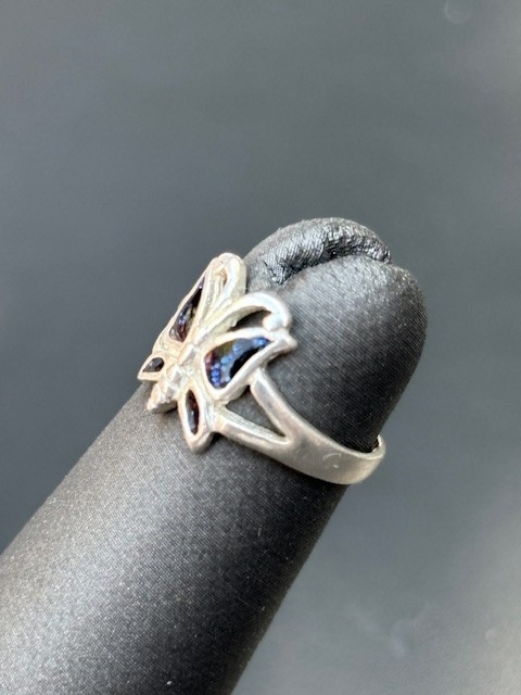 925 Sterling Silver And Enamel Butterfly Toe Ring