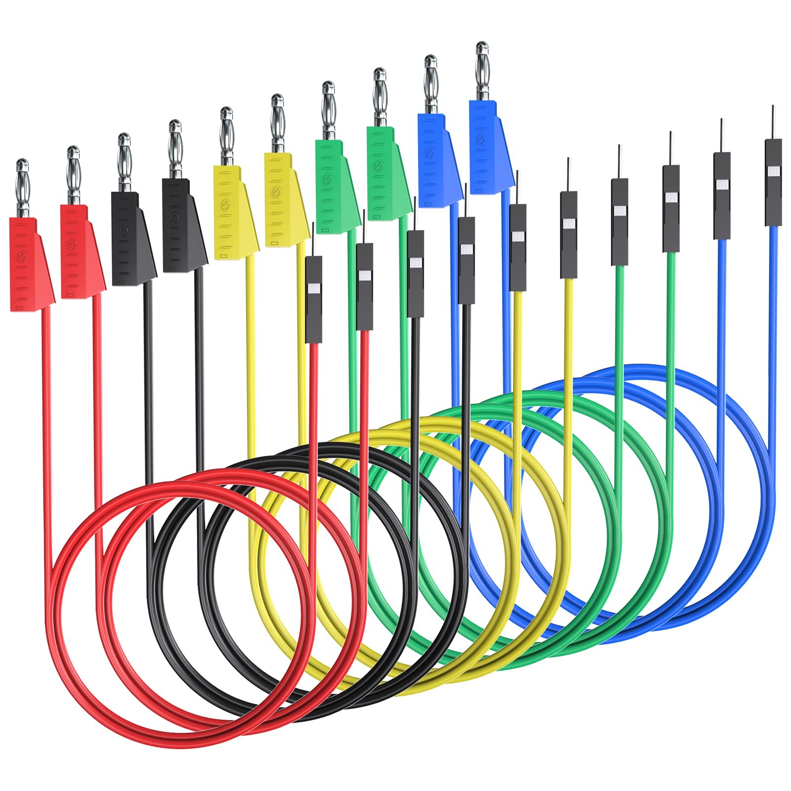 Stackable Banana Plug to Breadboard Male Jumper Wires Soft Flexible Silicone ...
