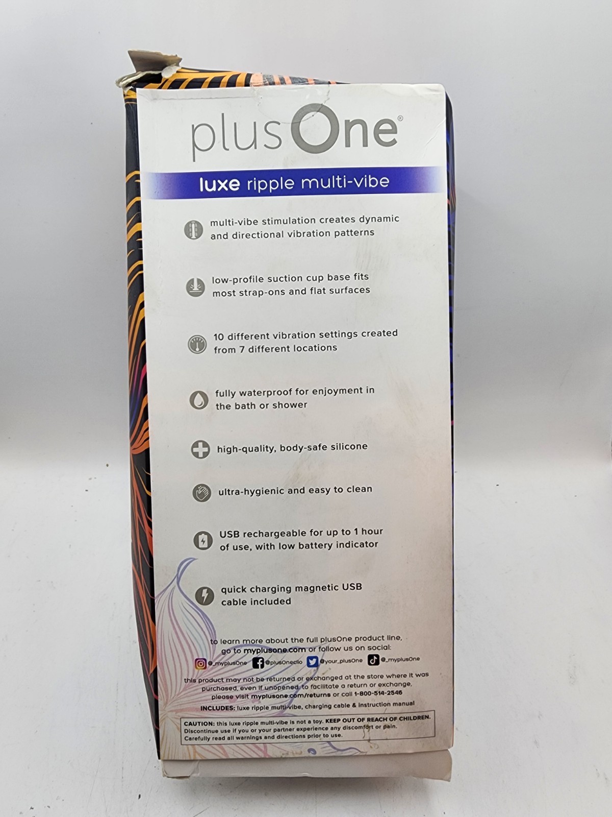 Plus One Luxe Ripple Multivibe Personal Vibrator With Suction Cup Base NEW