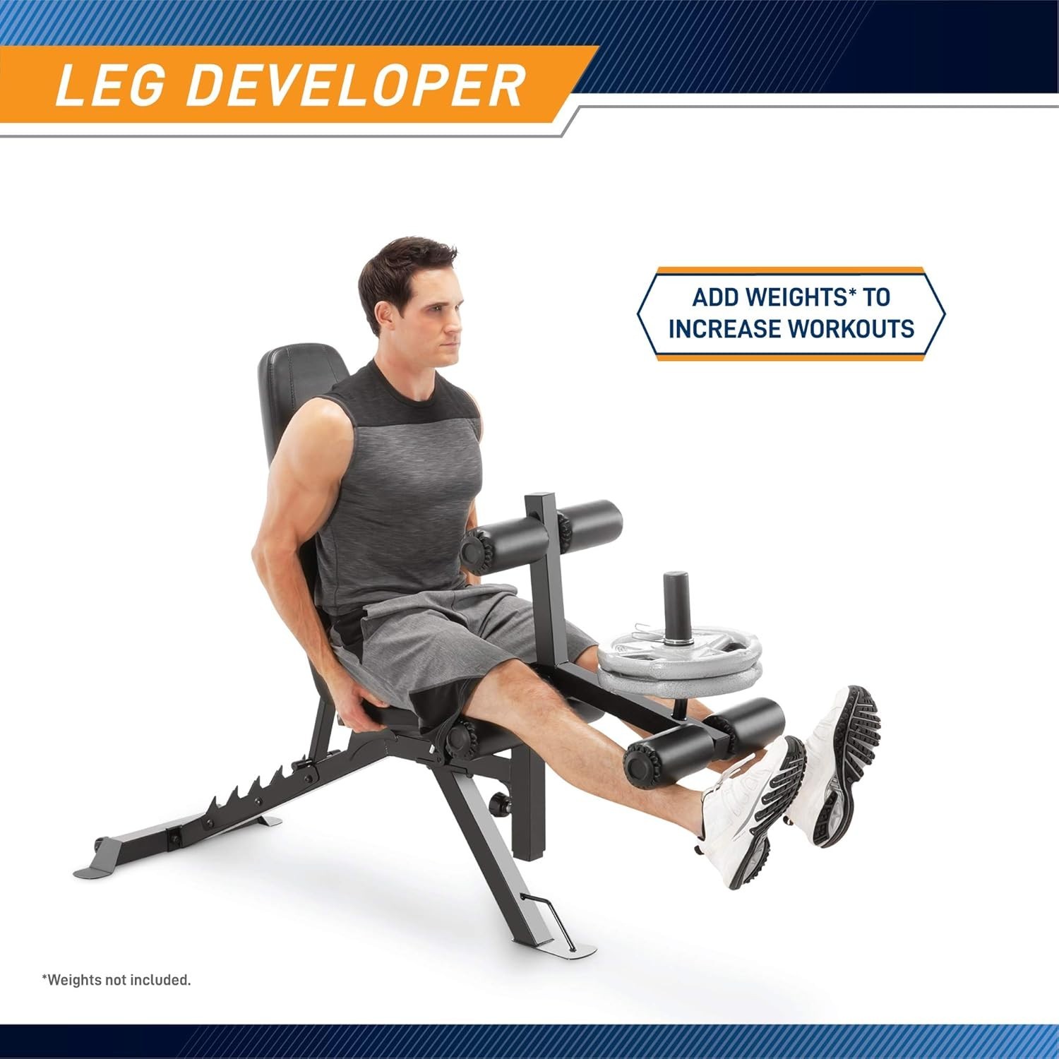 Versatile 6-Position Utility Bench with Leg Developer & Foam Padding - Dark Gray