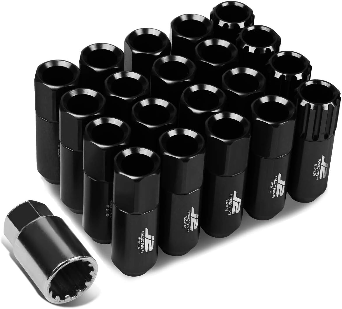 7075 Aluminum Black M12 X 1.5 16Pcs L: 60Mm Open End Lug Nut W/4Pcs Lock+Key