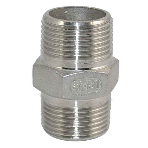 3/4" 3/4 in NPT Stainless Steel 304 Pipe Thread Male Hex Nipple Fitting Adapter
