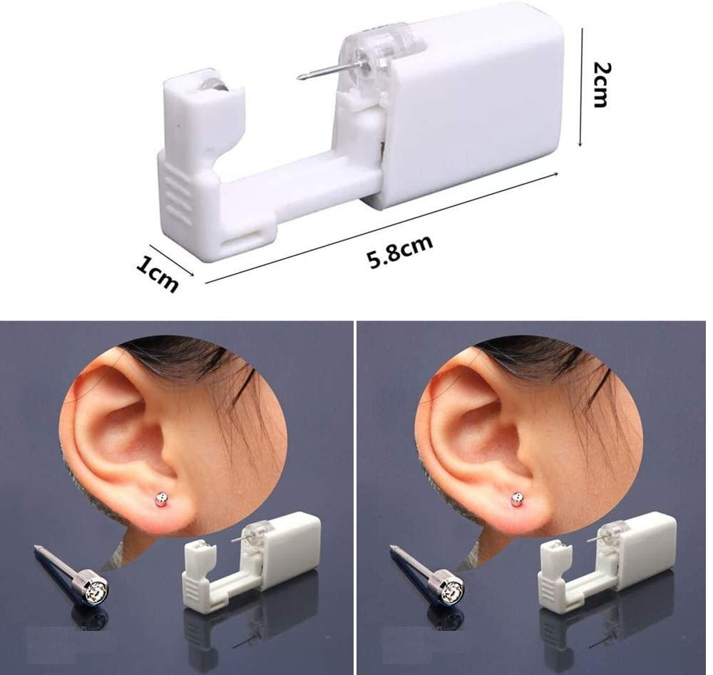 4 Pack Disposable Nose Piercing Kit - Silver Stud Earring Gun DIY Home Self Ear